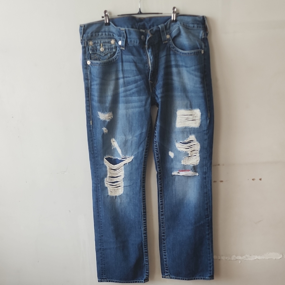 True Religion Men's Relaxed Distressed Denim Jeans
